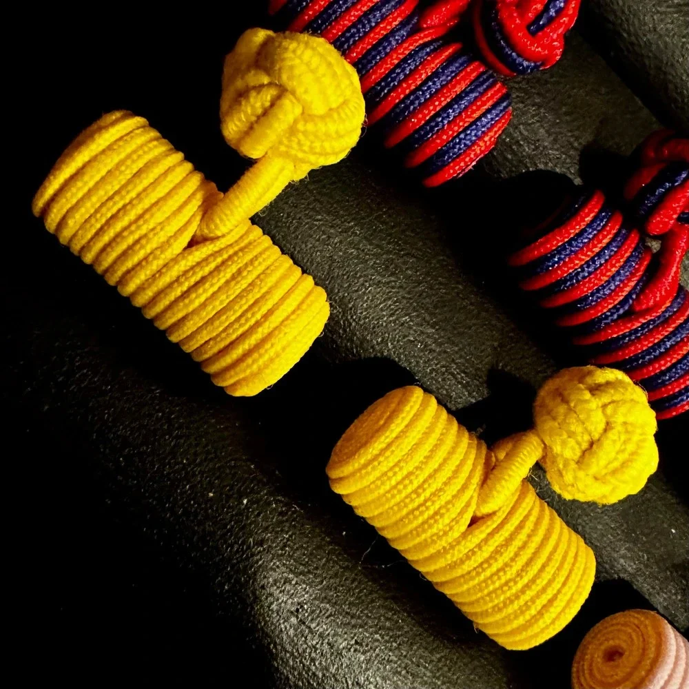 Silk Barrel Knot Cufflinks Lot of 4 Pairs Multicolor Stripe Solid Wedding French